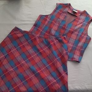 Mr. Alex Colorful Plaid Vest and Skirt Set - Size 44